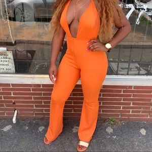 orange bandage jumpsuit